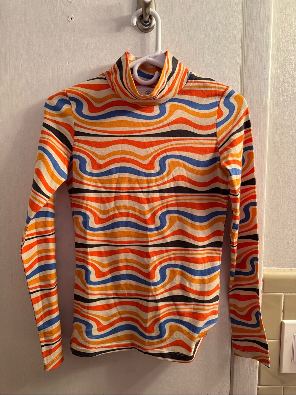 Saturday by Megan Ellaby - Retro Wave Turtleneck Top - Small